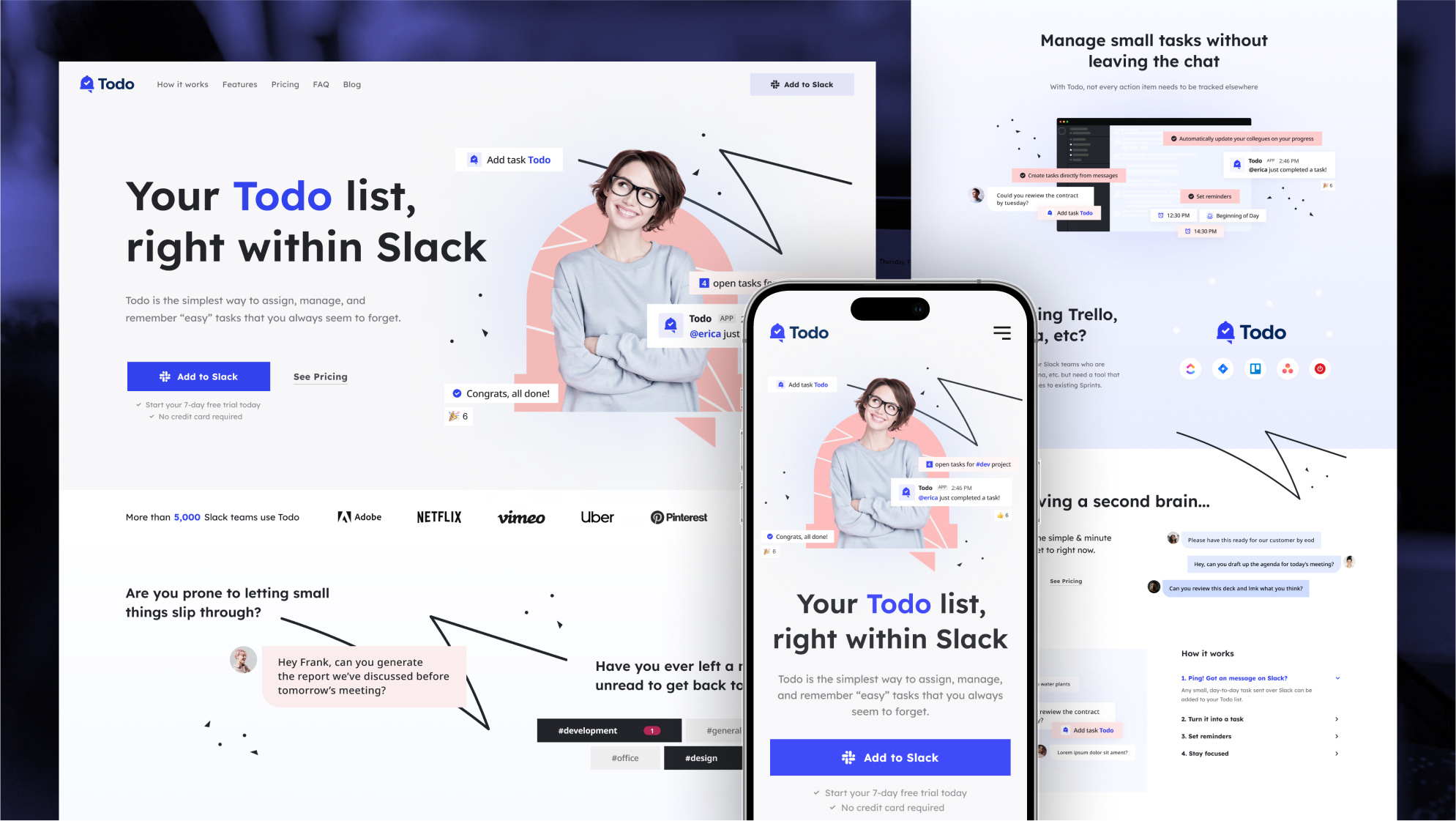 Todo | Slack App | Website design illustration ui uidesign uxdesign web webdesign website website design