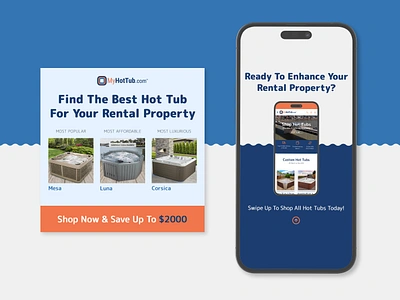 MyHotTub Meta Ads airbnb branding campaign digital design facebook feed hot tub meta ads myhottub ppc marketing rental social strategy story ui ux