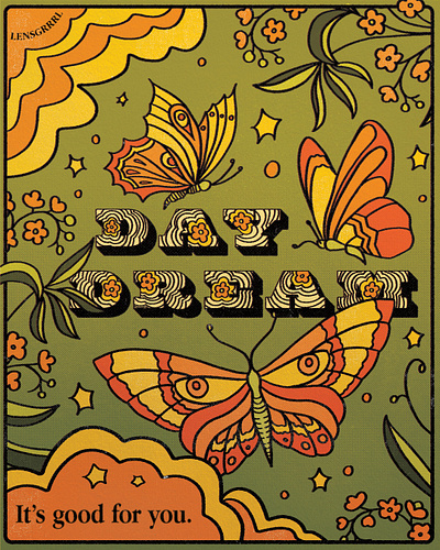 Day Dream Poster 60s illustration poster retro vintage
