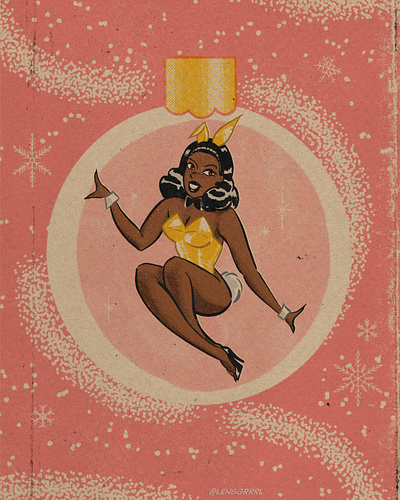 Vintage Christmas Pin-up 60s design illustration retro vintage