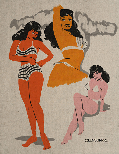 Bettie Page Pin-up Studies 60s bettie page design illustration pinups retro studies vintage