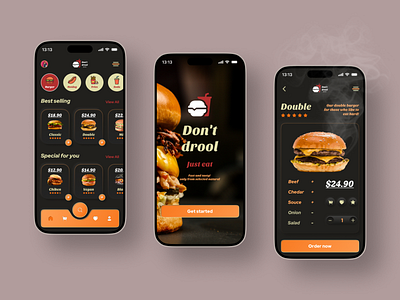 Food delivery app app branding burger color design food graphic design icon interface logo mobile product design ui ux