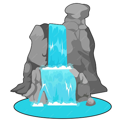 Waterfall cartoon style vector illustration waterfall background