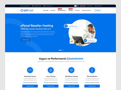 OriHost - Web Hosting & Services UI/UX Design blue branding cloud design hosting illustration linux oritorius server tema template theme ui uiux ux