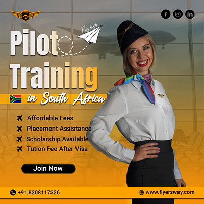 Pilot Training Institute Poster | Flyersway aviation courses aviation flyers aviation posters aviation training creatives design flight training posters flyer graphic design light school posters pilot pilot training pilot training institute pilot training poster poster poster design social media poster