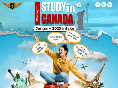 Study In Canada | Education Poster Design creatives design education poster education poster design flyer graphic design poster poster design social media poster student poster study abroad education poster study abroad poster study in canada study in canada flyers study in canada poster study in canada poster design