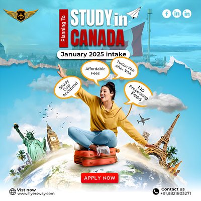 Study In Canada | Education Poster Design creatives design education poster education poster design flyer graphic design poster poster design social media poster student poster study abroad education poster study abroad poster study in canada study in canada flyers study in canada poster study in canada poster design