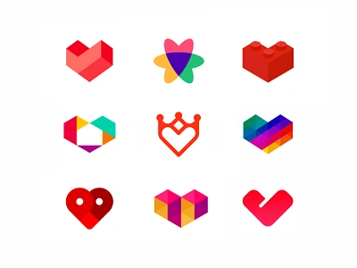 Heart logo design marks, symbols, icons, logos collection, vol 3 abstract colorful design geometric heart hearts icon icons like logo logo design logos love minimalist modern symbol symbols v day valentine valentines day