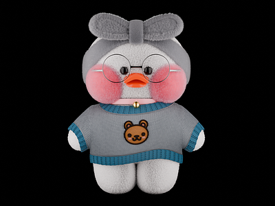 3D Cute Lalafanfan 3d 3d cute 3d designer 3d duck blender character clay clothes cute duck graphic design illustration lalafanfan ortographic render wireframe