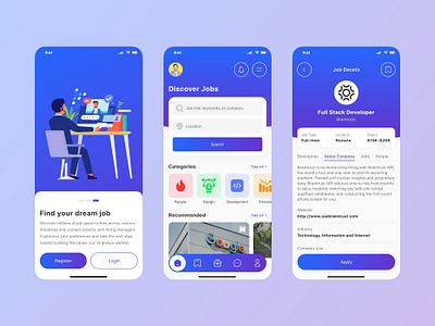 Job Finder App app career clean employee find finder hire hiring job job find job finding app job platform job search listing minimal people ui ux vacancy work