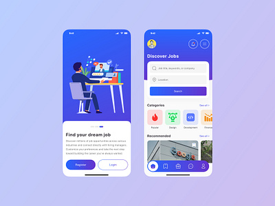 Job Finder App app career clean employee find finder hire hiring job job find job finding app job platform job search listing minimal people ui ux vacancy work