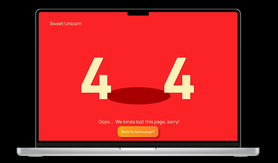 404 Page UI design for Sweet unicorn 404 404page animation appdesign chellenge dailyui figma ui uxdesign uxui