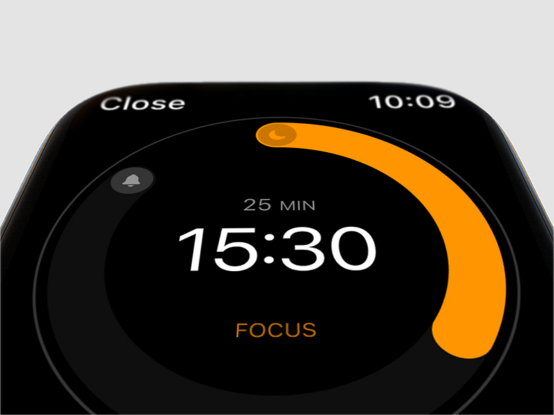 Apple Watch App Concept - Productivity Timer animation app apple watch case study design minimalism motion graphics orange pomodoro product design timer ui ux