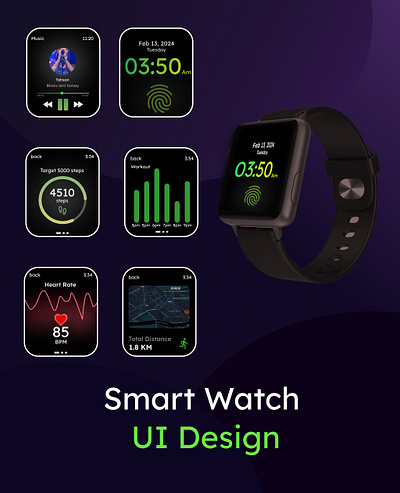 Smartwatch UI Design 3d animation branding business card design creative logo graphic design graphicdesign illustration logo smartwatch ui uiux