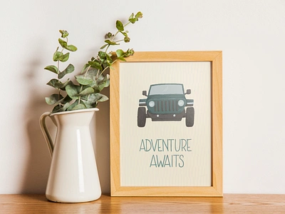 Jeep Illustration art licensing cute illustration design drawing graphic design handlettering illustration illustrator ipad illustration jeep kid design lettering licensing artist print procreate procreate illustration truck illustration typography wall print