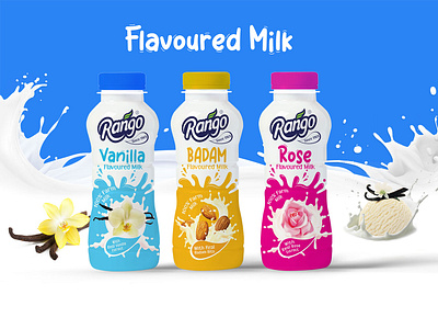 Flavored milk bottle label Packaging Design badam milkshake bottle label design drink label flavoured milk food drink label food label juice label design label design milkshake label design packaging design vanilla milkshake