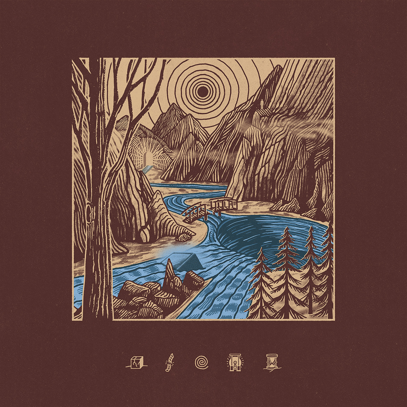 Meare - Invisible Strings album art branding cover design drawing ep graphic hand drawn icons illustration landscape lines linework logo texture