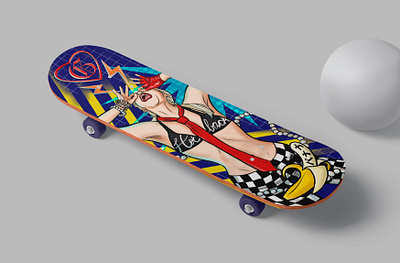 Skateboard deck design gwen stefani illustration procreate skateboard deck