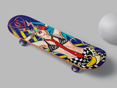 Skateboard deck design gwen stefani illustration procreate skateboard deck