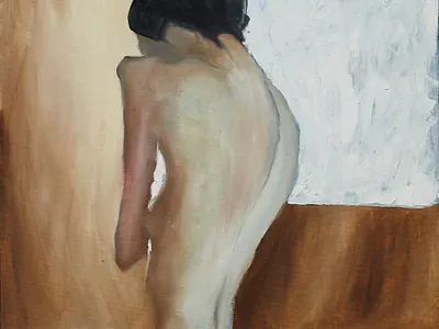 Shy artist canvas figurative oil painting