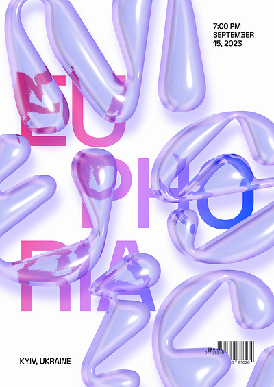 Glass Typography Poster 3d adobe illustrator 3d glass glassmorphism inflate poster typography