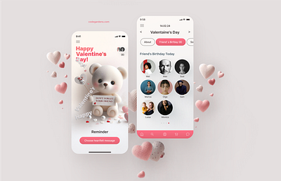 Happy Valentine's Day! app design friends greetings mobile ui valentines day