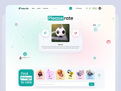 RateItAll homepage feedback hero homepage homescreen logo rank rate rating rating platform ratio reaction review thumbs up topics web web design webdesign website