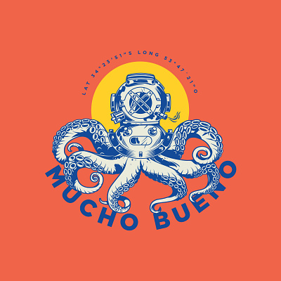 Mucho Bueno | Cabo Polonio branding cabo polonio chill design digitalpainting diver graphic design illustration mermaid octopus t shirt uruguay