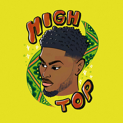 High Top african african american afro afro hairstyle art black man digital art digital illustration drawing high top illustration lettering pattern