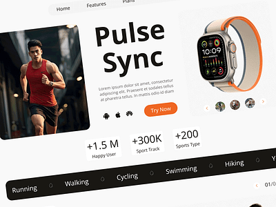 Pulse Sync empowers you to set and achieve your goals design figma figma design fitness app landing page landing page design layout product design saas website saas website design ui ui design ui ux design uiux website design
