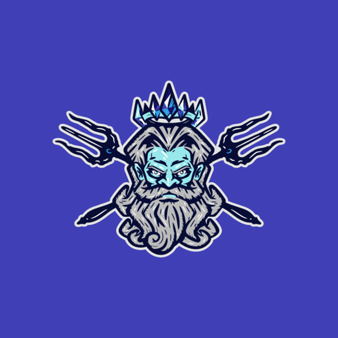 Poseidon Mascot logo character design esports face god graphic design human illustration king king of seas logo mascot poseidon vector