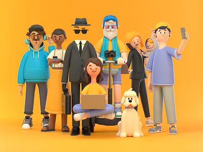 People 3d 3dillustration c4d character design humans illustration people person render vago3d