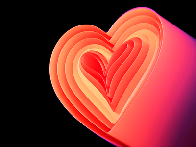 Happy Valentine's Day 3d animation apple branding c4d cgi heart illustration lines love motion pink purple red ui yellow