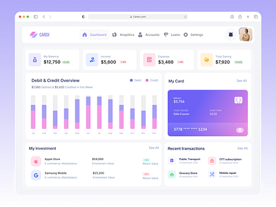 CARDX- Card management Dashboard color dashboard design graphic design landingpage money ui ux