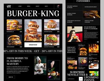 Landing Page design on Burger burger burgerking burgerlover drak fastfood food foodblogger foodie hamburger landing page landing page design mcdonald pixelean ui ui ux uiux urgerlovers uxui design website website design