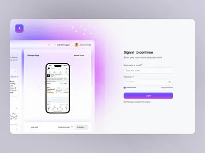 AI Powered Social Platform Manager ai artificial intelligence creative design dashboard design minimal webapp ui ofspace product product design professional ui saas sign in social platform manager technology ui web app