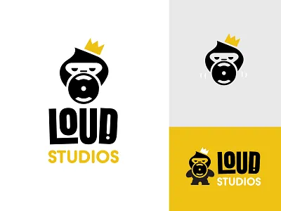 Loud Studios bold branding crown design geometric gorilla king logo logodesign loud mascot modern music