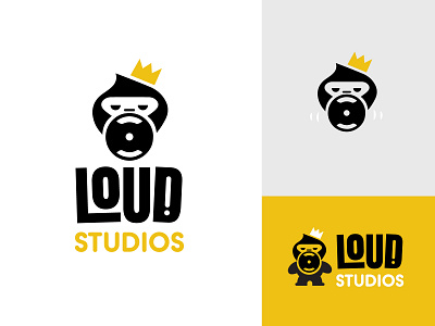 Loud Studios bold branding crown design geometric gorilla king logo logodesign loud mascot modern music