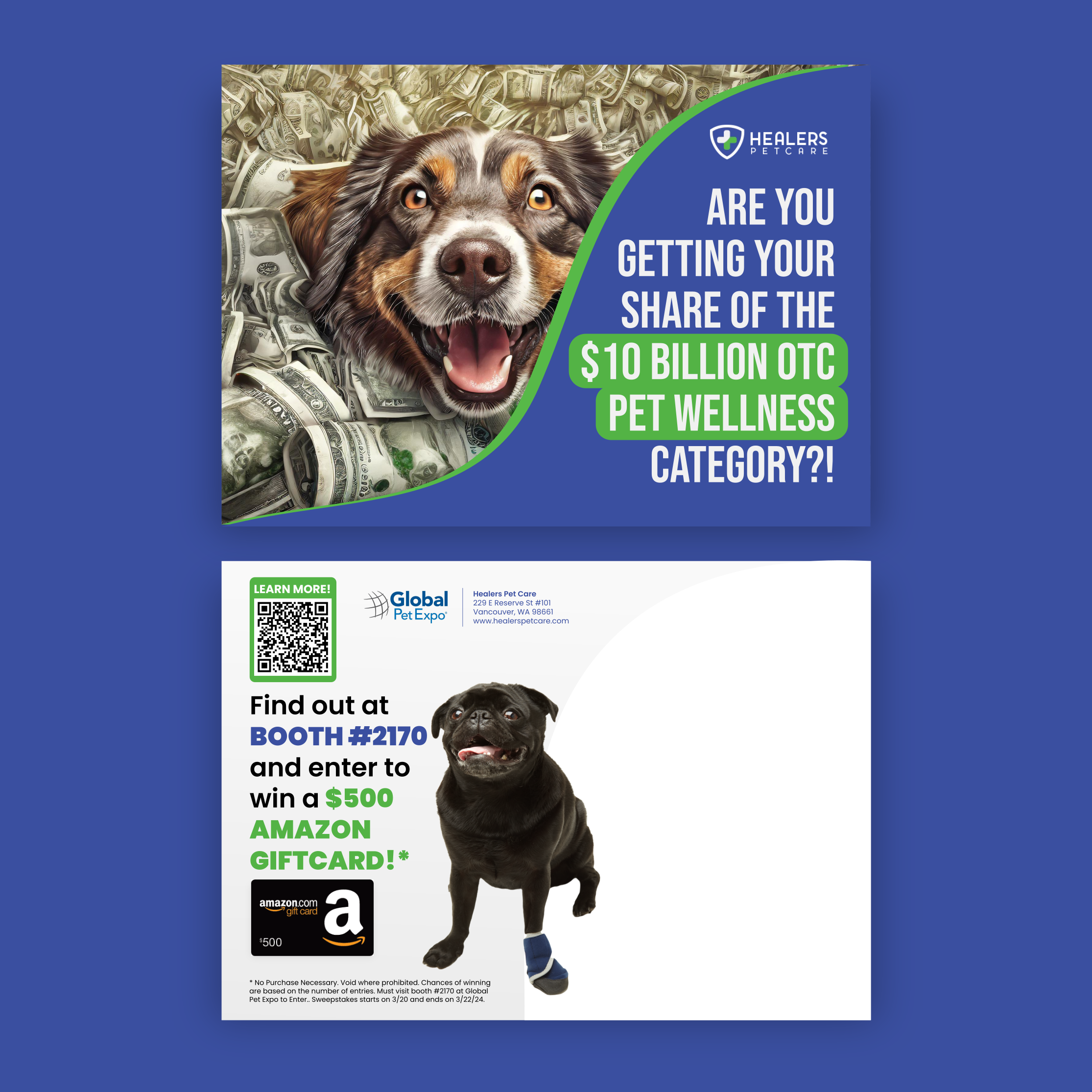 Postcard Design for Healers Pet Care branding commission design freelance work graphic design graphic designer marketing pet marketing vector