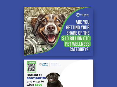 Postcard Design for Healers Pet Care branding commission design freelance work graphic design graphic designer marketing pet marketing vector