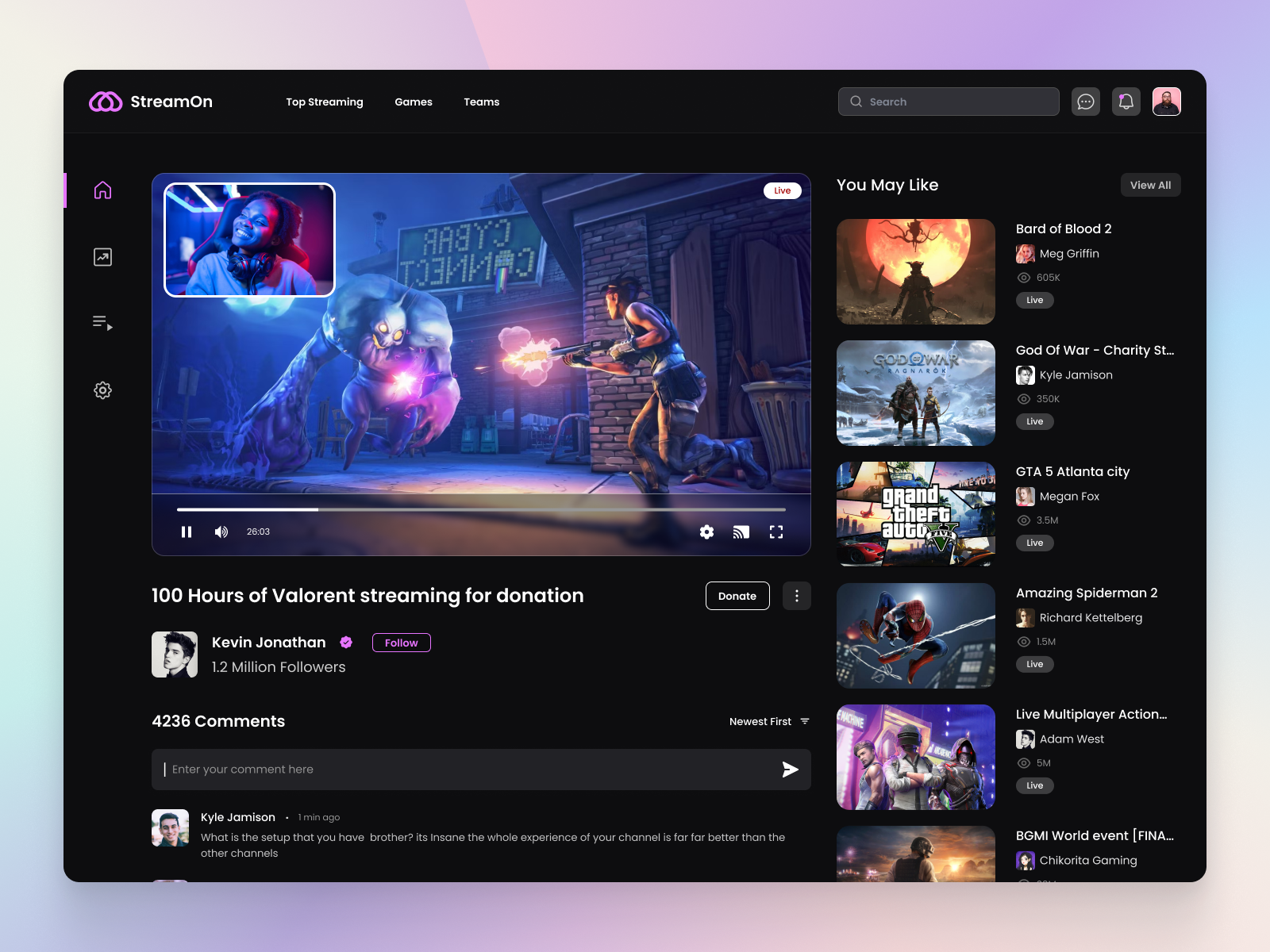 Live Streaming, Video Game Streaming Website, UI Design by Octet Design ...