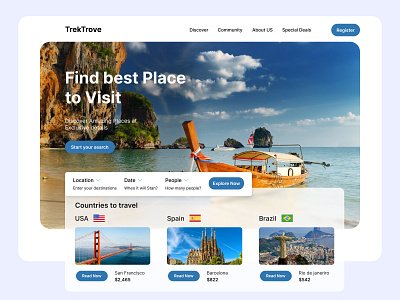 Travel Web Landing Page Design branding graphic design logo ui