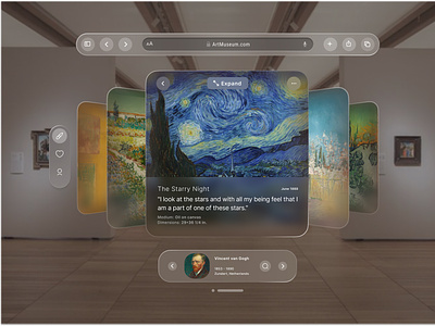 Apple Vision Pro UI - Museum Art app apple vision pro augmented reallity corporta design figma interaction product product design prototype spatial ui tech technology ui uiux ux vision pro website