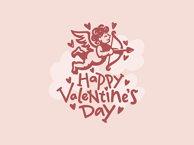 Happy Valentine's Day! angel character illustration lettering logo logotype love valentine valentines day