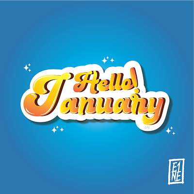 Hello! January adobe illustrator digital art graphic design typography vector art