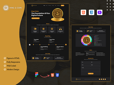 King 1 Coin bootstrap css figma html javascript jquery photoshop responsive design