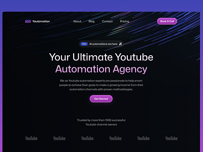 Youtube Automation Agency Landing Page branding design designer landing page landing page design logo ui uidesign uidesigner uiux ux web web app webdesign youtube youtube automation