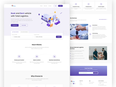 Total - Vehicle Booking Landing Page booking homepage landing page logistic website rent rental travel agency travel booking vehicle booking vehicle rental website webpage website