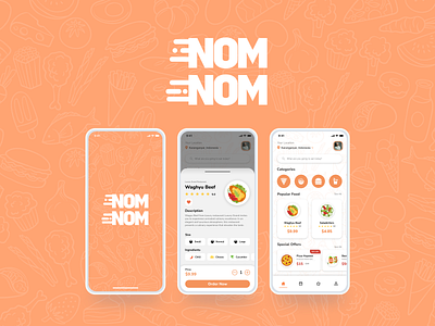 NomNom Food App Ui 3d animation graphic design ui