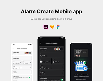 Create Alarm UI adobe xd apps design branding design figma graphic design landing page ui ux